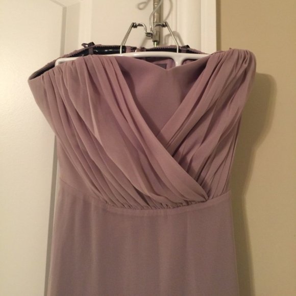 Vera Wang Long Chiffon Mauve Bridesmaid Dress - Picture 2 of 5